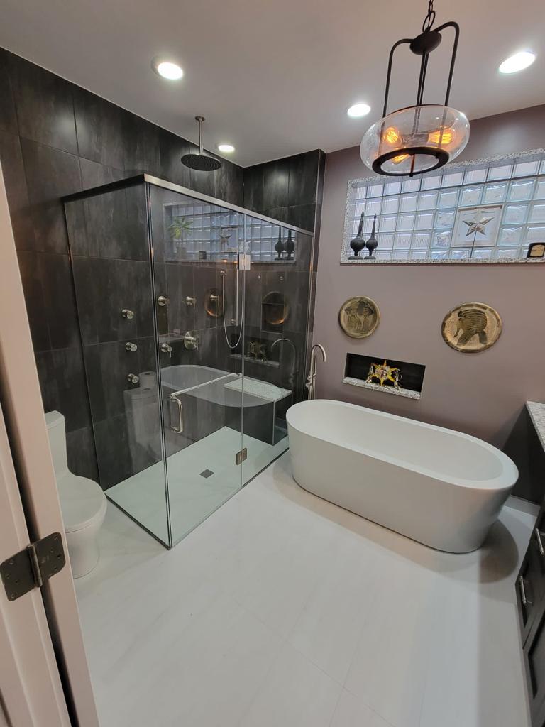 High-End Glass Shower Door Remodeling in Downtown Chicago, IL by AMG Proline