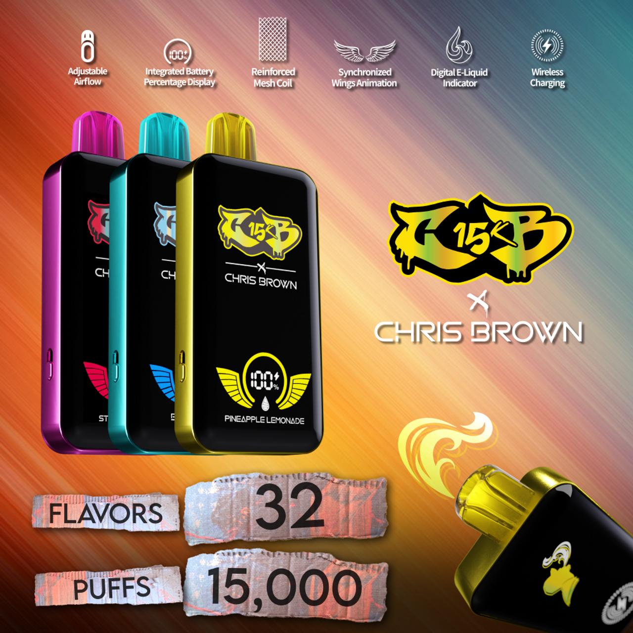 CHRIS BROWN CB15K 5% NICOTINE 15,000 PUFFS 15ML DISPOSABLE VAPE