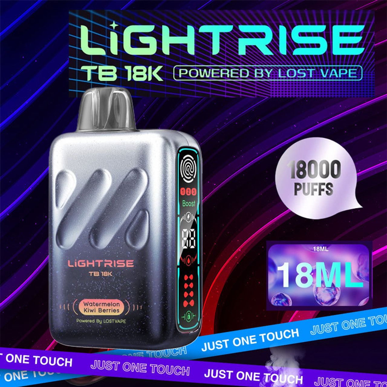 LIGHTRISE TB18K *POWERED BY LOST VAPE* 5% NICOTINE 18,000 PUFFS DISPOSABLE VAPE 18ML