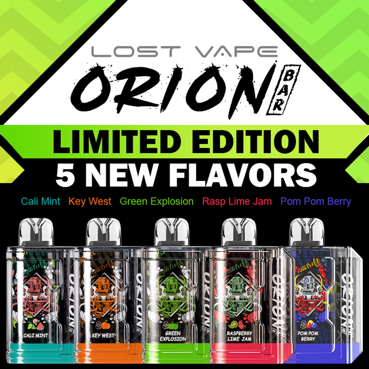 LOST VAPE ORION BAR 5% NIC RECHARGEABLE DISPOSABLE 7500 PUFFS 18ML