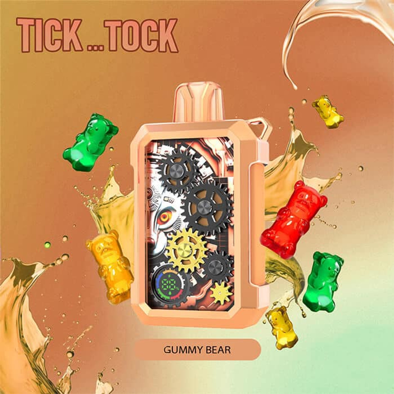 TICK TOCK 16ML 25,000 PUFFS 5% NICOTINE DISPOSABLE VAPE WITH ROTATING GEARS AND DYNAMIC SCREEN 