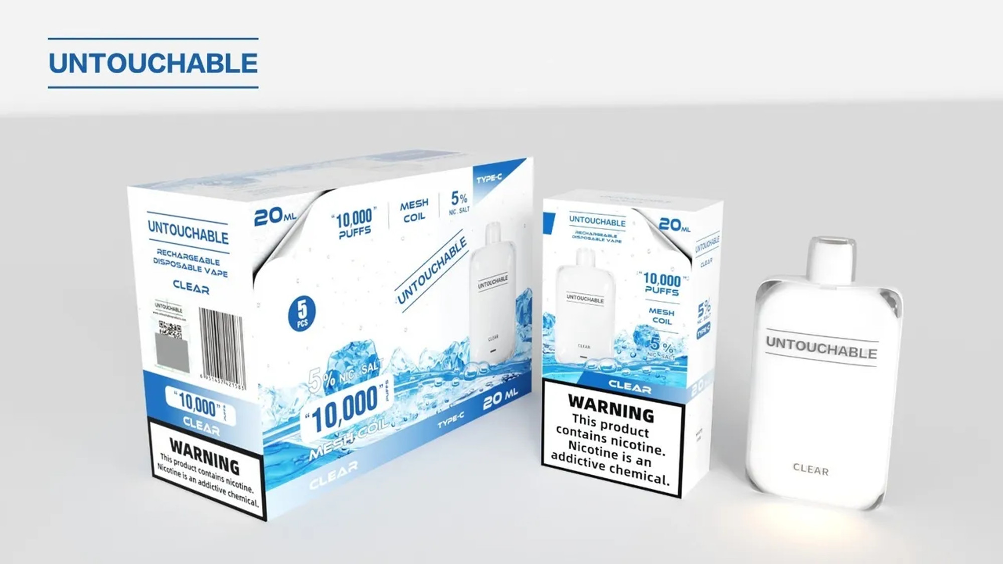 UNTOUCHABLE 5% NIC RECHARGEABLE DISPOSABLE VAPE 20ML 10000 PUFFS