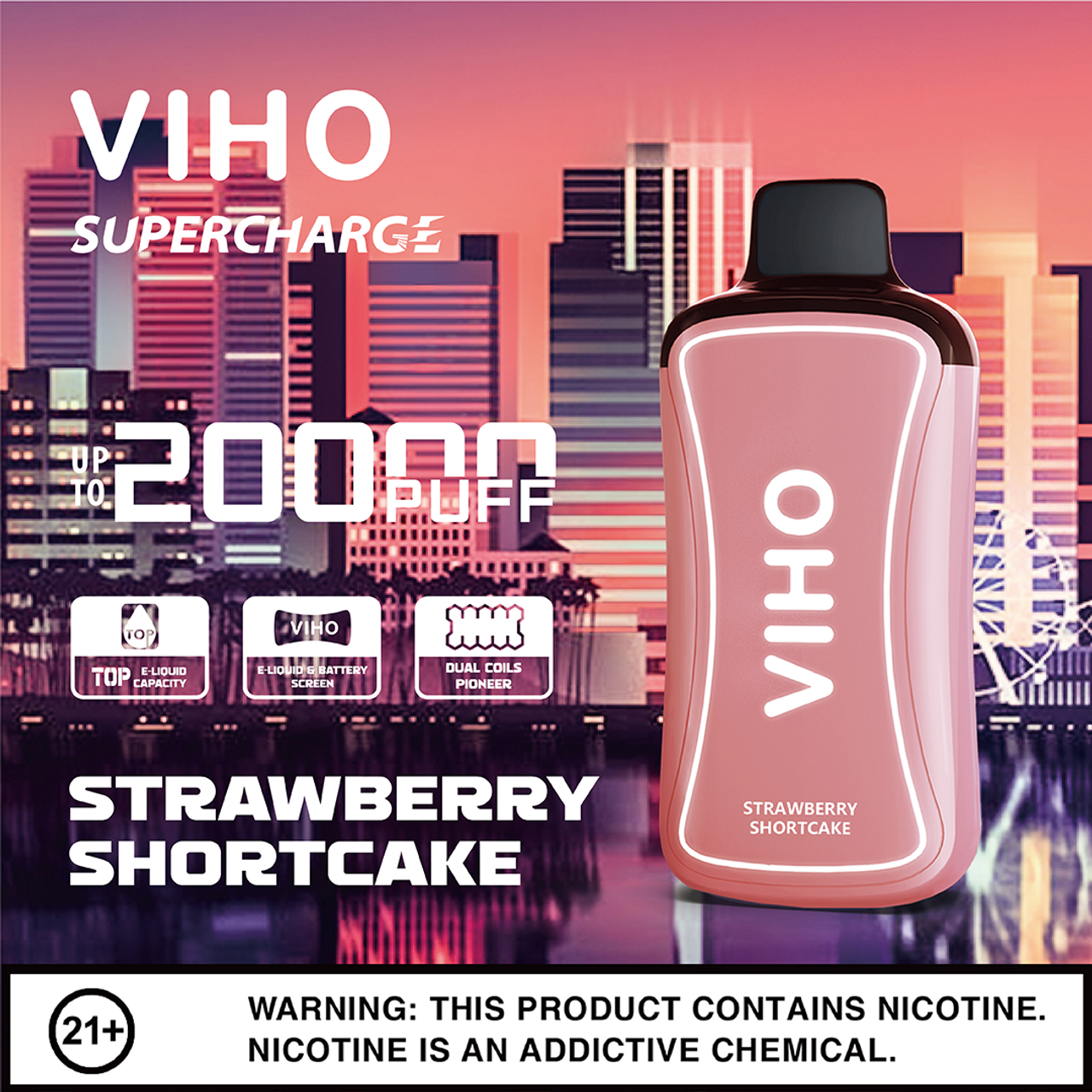 VIHO SUPERCHARGE 5% NICOTINE 20,000 PUFFS DISPOSABLE VAPE