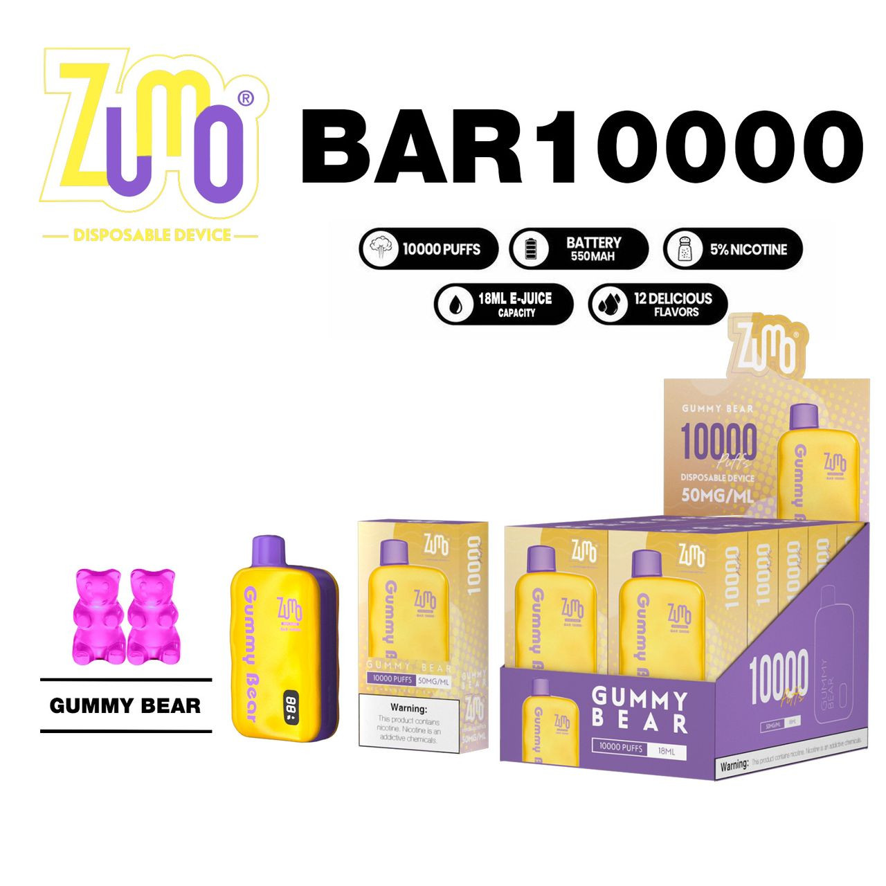 ZUMO BAR 10,000 PUFFS 5% NICOTINE DISPOSABLE VAPE